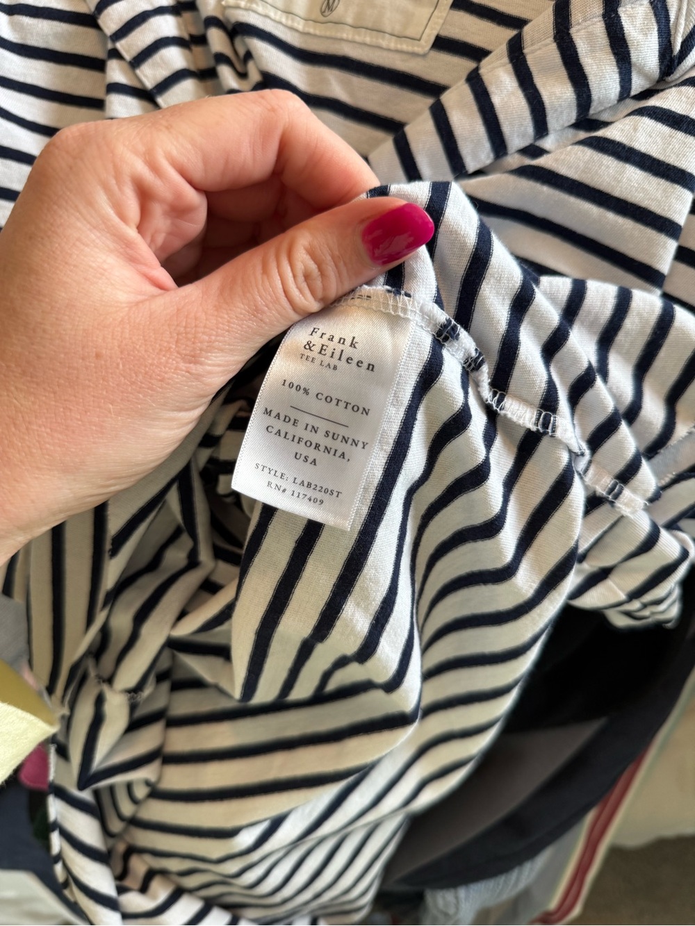 NWOT Frank & Eileen Charlotte Perfect Polo in Navy Stripe - Picture 5 of 5